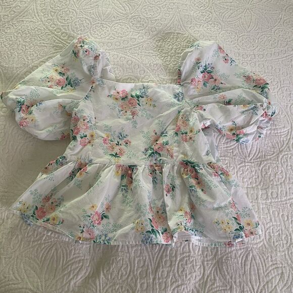 Janie‎ and Jack Girls Size 8 Floral Peplum Blouse - Picture 1 of 5